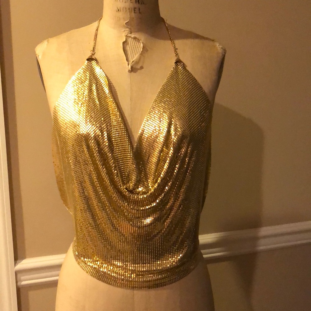 VINTAGE GOLD CHAINMAIL HALTER!!
